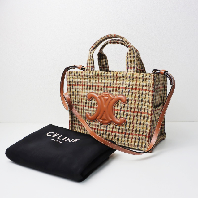 極美品 セリーヌ CELINE スモール カバ タイス ツイードバッグ  