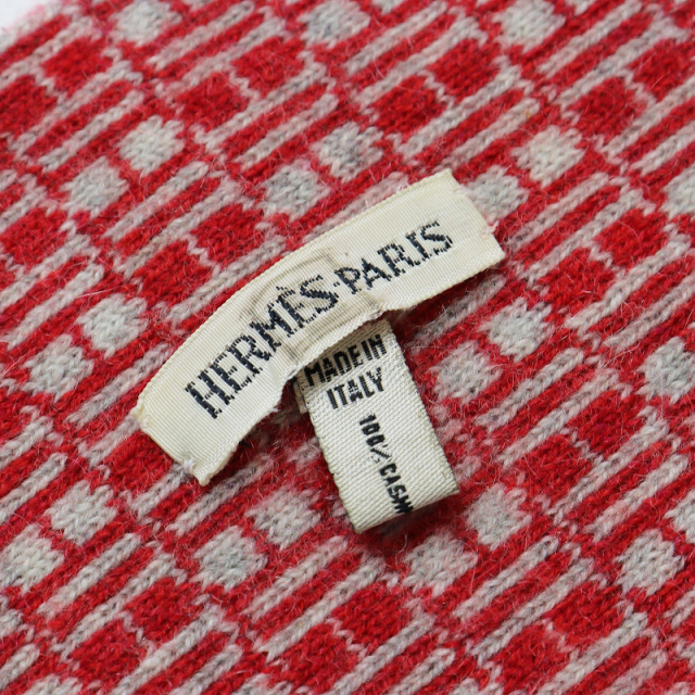エルメス HERMES マルジェラ期 Hロゴ カシミヤ100% マフラー//レッド  