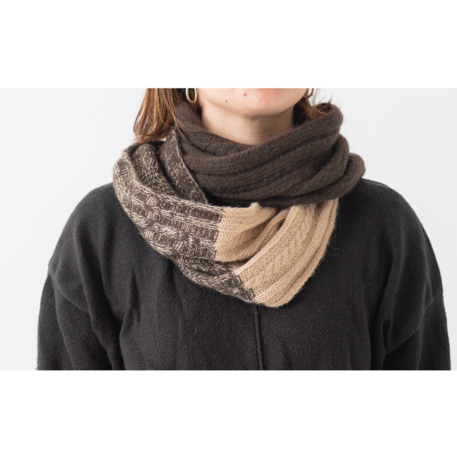 【50％OFF】NOOS 3カラースヌード【グレー／キャメル】 モンゴル国産 天然ヤク キャメル レディース　ユニセックス