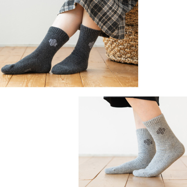 送料無料】羊と暮らす靴下 クルー丈3足セット あったか靴下3足セット