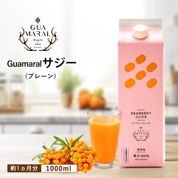 サジージュース100％ 1000ml グアマラルサジー シーベリー 鉄分豊富 健康ドリンク 美味しい 豊富な栄養素 モンゴル産 シーバックソーン グアマラル