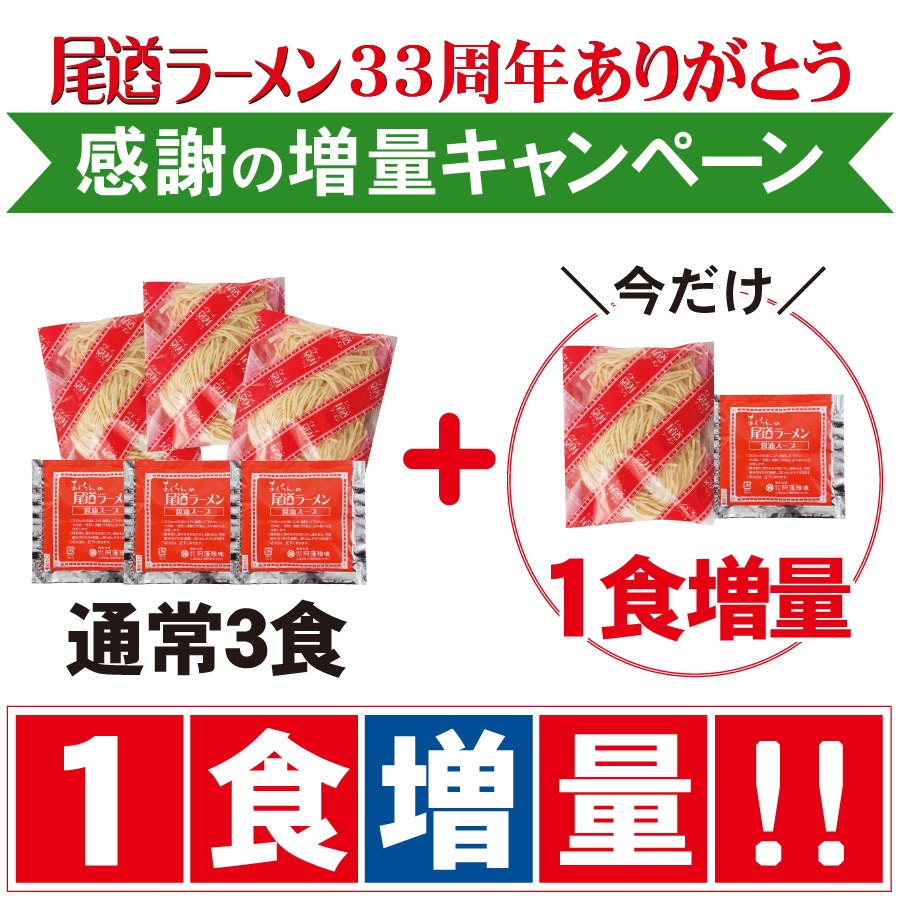 Ｓ尾道ラーメン　通常３食+１食増量（簡易箱）まとめ割引対象商品≪販売期間：４月１日〜４月３０日迄≫