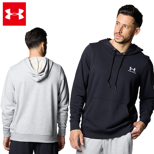 アンダーアーマー UAエッセンシャルテリー フーディー メンズ 25FW ブラック グレー (1384820) 
