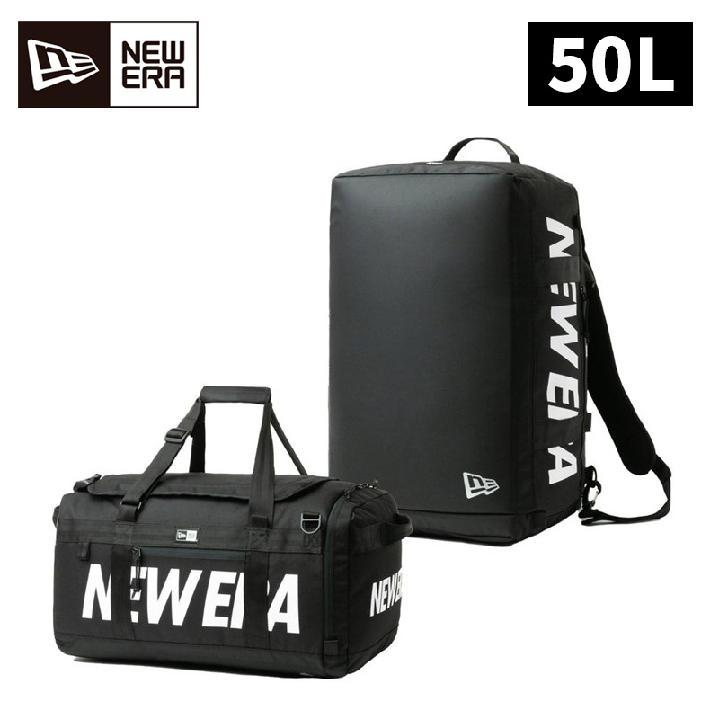 ニューエラ クラブ ダッフルバッグ 50L 2ウェイ プリントロゴ ユニセックス 26FW ブラック 14521343 リュック 鞄 NEW ERA CLUB DUFFLE BAG 黒