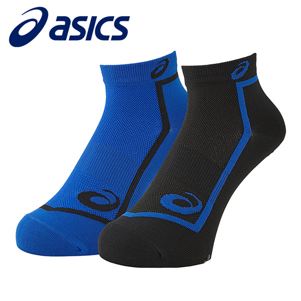 アシックス 2足組ソックス メンズ ブルー・ブラック 25-27cm 3093A026 靴下 スポーツソックス 陸上 asics