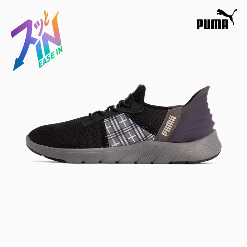 PUMA ウィメンズ ソフトライド レミ イーズインチェッカー ランニングシューズ レディース 24SS ブラック×グレー (311077) 