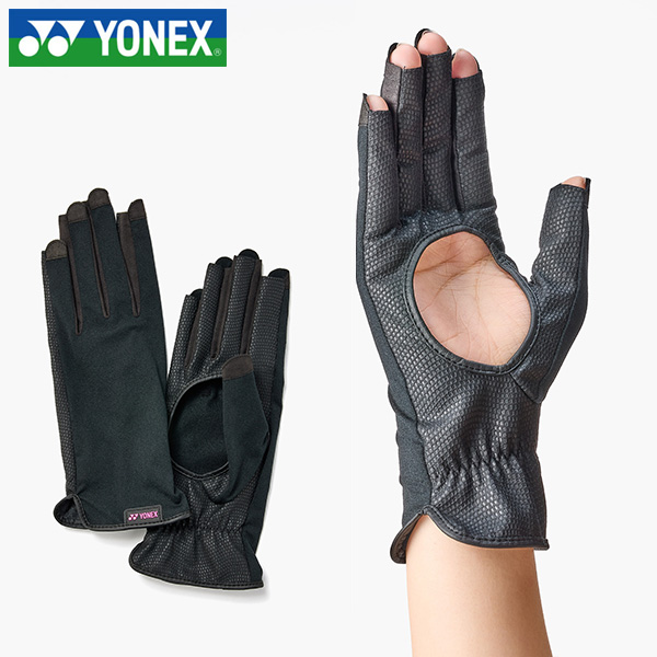 YONEX テニスグローブ ユニセックス 26SS オールシーズン 左右両手用 ネイルスルー 手の平穴有り ブラック AC276H ヨネックス 手袋