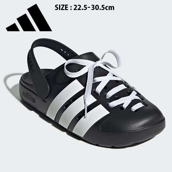 アディダス アディレッタ クロッグ 2.0 ユニセックス 26SS ブラック×ホワイト (JR4025) adidas スポーツサンダル ADILETTE CLOG LACE U メンズ レディース 大きいサイズ 22.5〜30.5cm