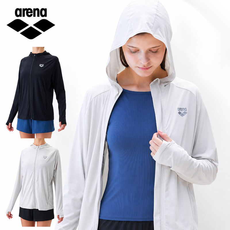 アリーナ 【ARENA ESSENCE】フィットネスラッシュガード レディース 26FW ブラック ホワイト AS6FWF32L