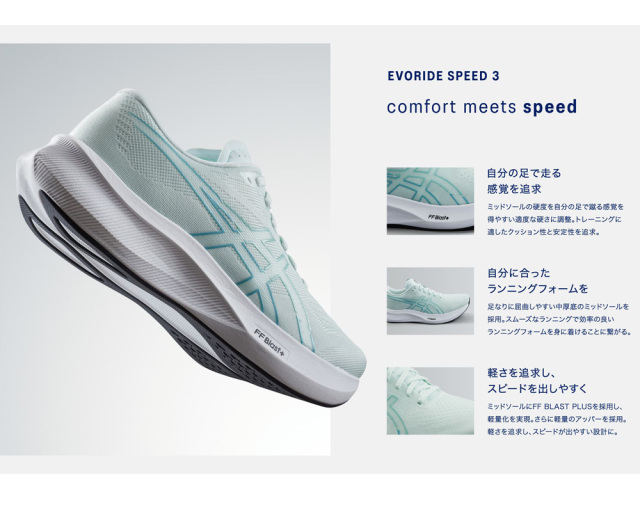  acics ランニングシューズ EvoRide Speed3 WIDE メンズ 26FW