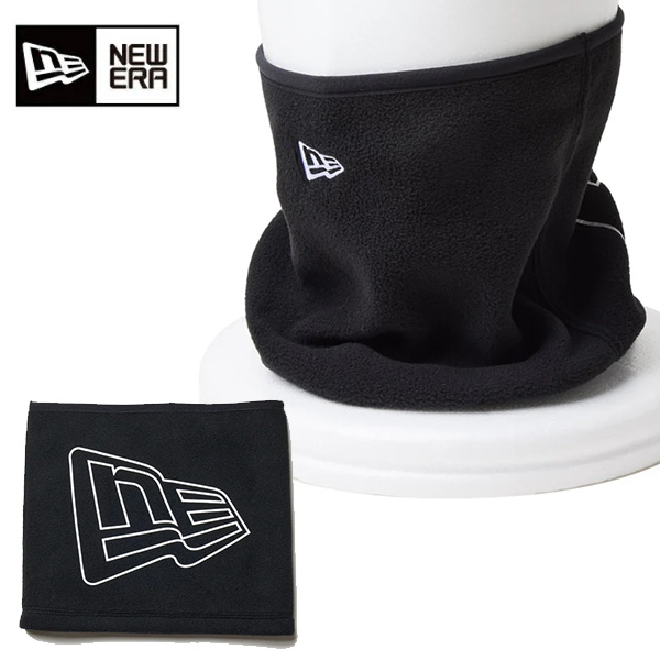 ニューエラ フリースネックウォーマー フラッグロゴ ユニセックス 25FW ブラック×ホワイト 14311559