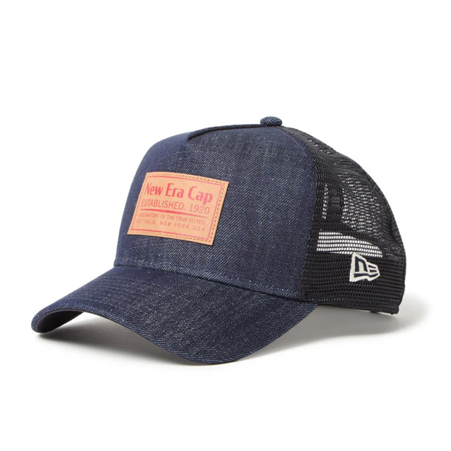 ニューエラ 9FORTY A-Frame トラッカー Denim ウーブンパッチ インディゴデニム 25FW 