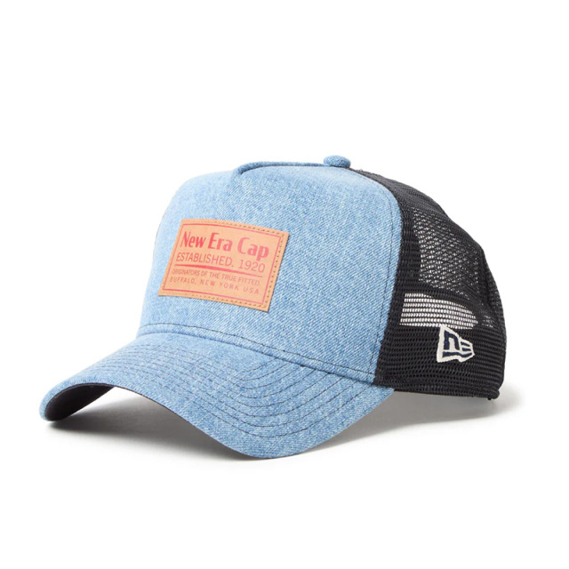 ニューエラ 9FORTY A-Frame トラッカー Denim ウーブンパッチ ウォッシュドデニム 25FW 