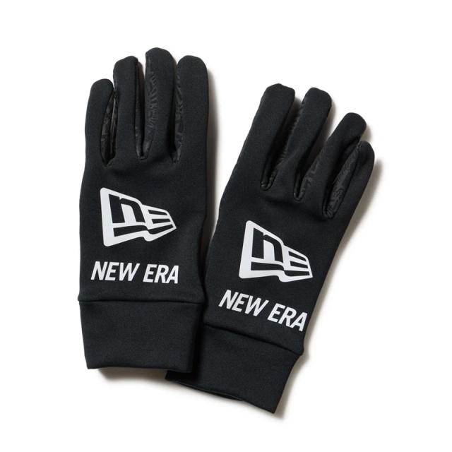 ニューエラ イータッチ フリース ウォーマーグローブ ビッグフラッグロゴ ユニセックス 25FW ブラック×ホワイト