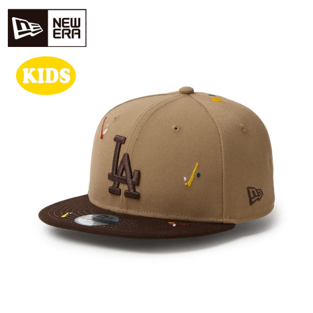 ニューエラ キャップ Youth 9FIFTY ロサンゼルス・ドジャース Splash Embroidery キッズ 26FW カーキ/バーントウッド 15124960 フリー 帽子 950 ユース ボーイ ガール スプラッシュエンブロイダリー 刺繍