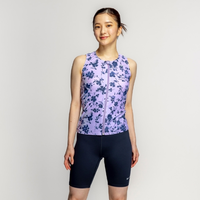 ナイキ フィットネス水着 FA25 総柄ジップ付き袖なしセパレーツ レディース 26SS 2993148