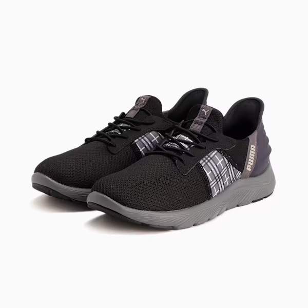 PUMA ウィメンズ ソフトライド レミ イーズインチェッカー ランニングシューズ レディース 24SS ブラック×グレー (311077) 