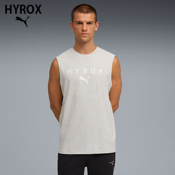 PUMA x HYROX トレーニングウエア カットオフタンク メンズ 26FW ライトグレー 527176_04