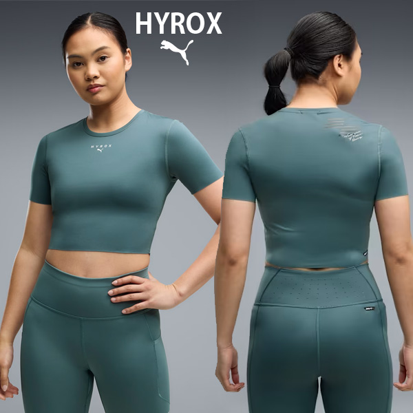 PUMA x HYROX トレーニングウエア PWRMODE クロップ 半袖 Tシャツ レディース 26FW ハーブガーデン 529328_69