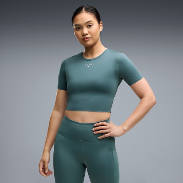 PUMA x HYROX トレーニングウエア PWRMODE クロップ 半袖 Tシャツ レディース 26FW ハーブガーデン 529328_69