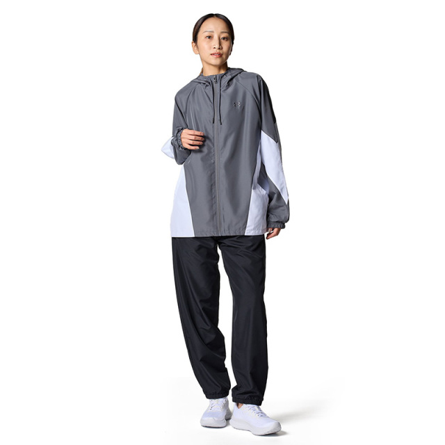 アンダーアーマー UAメッシュ ライナー ウーブン フルジップ フーディー ウィメンズ 25SS ブラック グレー(6001385)