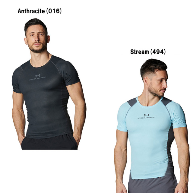 アンダーアーマー UAアイソチル ベント コンプレッション ショートスリーブ シャツ メンズ 25SS ブラック ブルー (6001532)