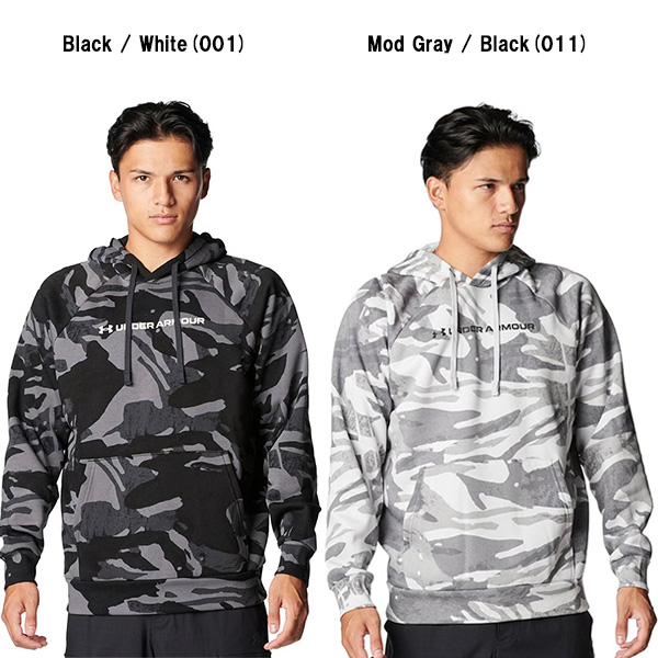 アンダーアーマー UAライバルフリース オールオーバー プリント フーディ メンズ 25FW ブラック グレー (6003957) 