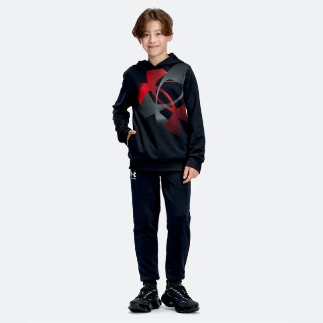 UAテック テリー スーパービッグロゴ フーディー トレーニング キッズ ジュニア ボーイズ 26FW
