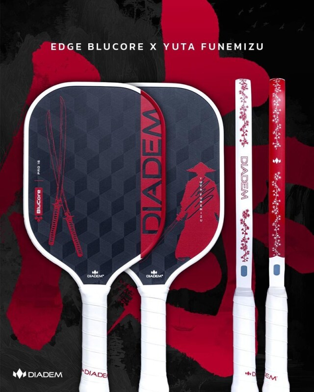 DIADEM ピックルボールパドル EDGE BLUCORE PRO16 YUTA 26FW レッド×ホワイト TPA025