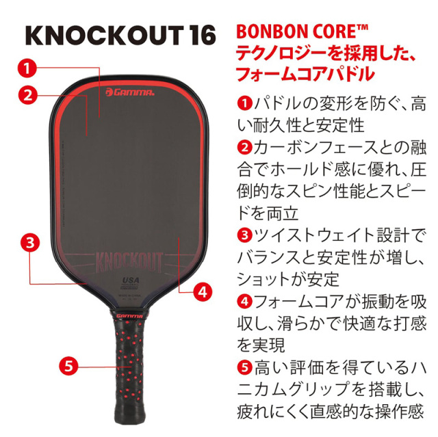 GAMMA ピックルボールパドルKNOCKOUT 16（ノックアウト） PICKLEBALL
