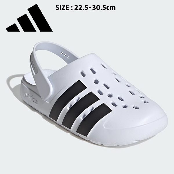 アディダス アディレッタ クロッグ 2.0 ユニセックス 26SS ホワイト×ブラック (JS1130) adidas スポーツサンダル ADILETTE CLOG メンズ レディース 大きいサイズ 22.5～30.5cm
