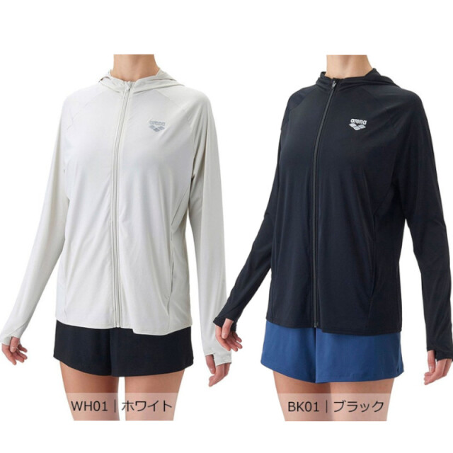 アリーナ 【ARENA ESSENCE】フィットネスラッシュガード レディース 26FW ブラック ホワイト AS6FWF32L