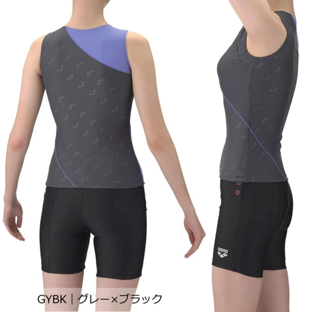 アリーナ 【すらっとセパ】フィットネスセパレーツ（カバーバック/ミドルレッグ/差し込みパッド）レディース 26SS AS6SWF45L