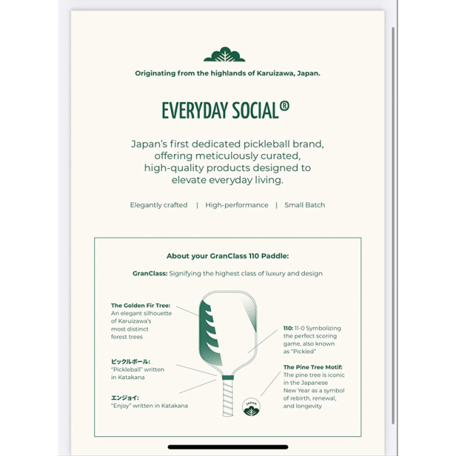 EVERYDAY SOCIAL ピックルボールパドル ASAMA 110-W