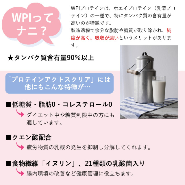 プロテインアクトスクリア 約20回分 (500g) アクトスオリジナルサプリメントホエイプロテイン WPI ピーチティー味 マスカット味