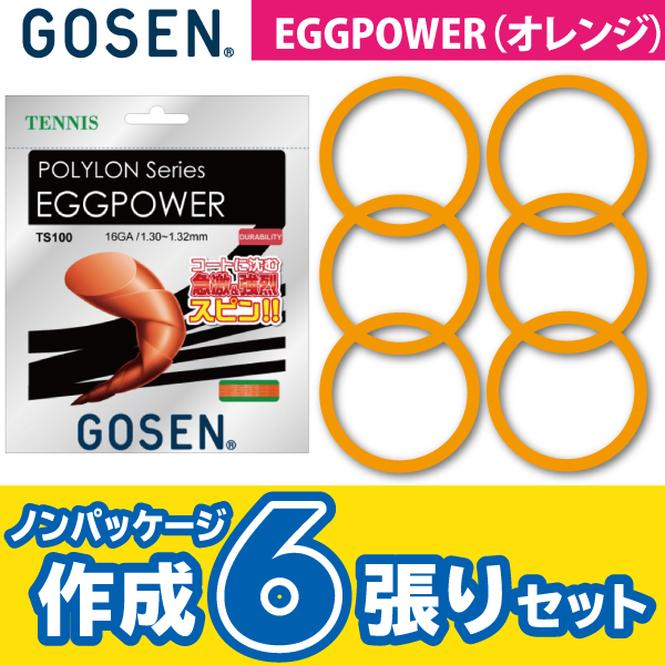 【ポスト投函対応商品】ゴーセン エッグパワー GOSEN EGGPOWER ノンパケ6張SET  硬式 テニス ストリング ガット