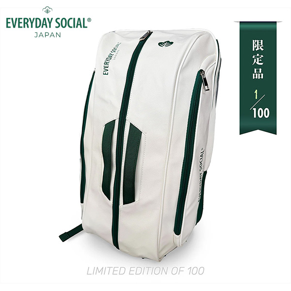 EVERYDAY SOCIAL コートサイドパドルバッグ 限定品 オフホワイト×グリーン ピックルボール バックパック エブリデイソーシャル