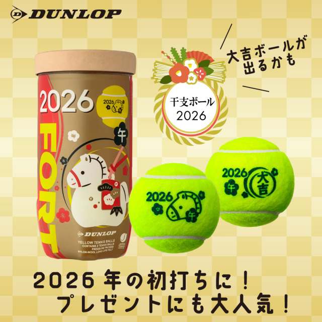 DUNLOP フォート 干支ボール(2026年午） FORT 2球缶 テニスボール