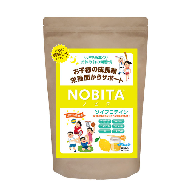 NOBITA ソイプロテイン ジュニア用 はちみつレモン味 600g ノビタ 大豆プロテイン SOY PROTEIN 粉末 パウダー たんぱく含有食品