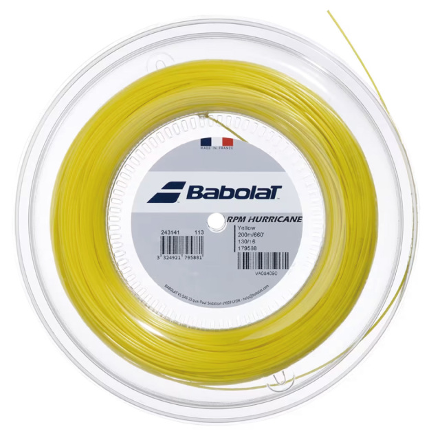 BABOLAT RPM ハリケーン 200M 243141 ホワイト／イエロー ロール 硬式