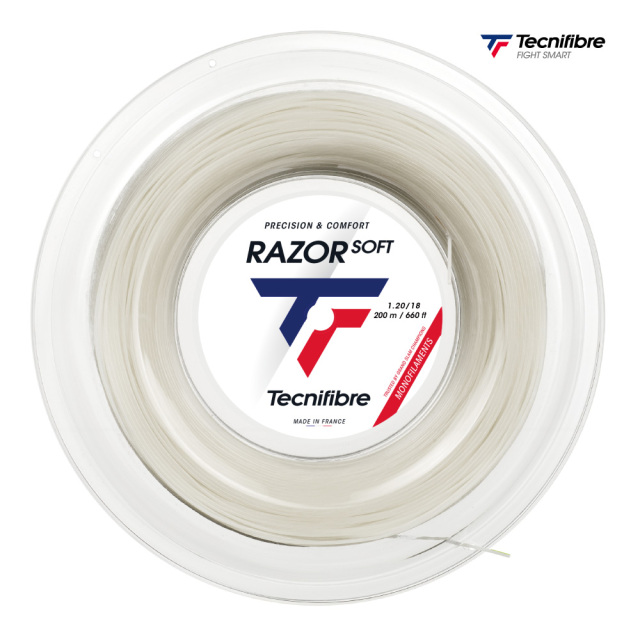 Tecnifibre　レーザーソフト　200m　ロール　カーボン　ライム　ホワイト