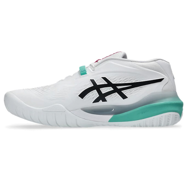 ASICS テニスシューズ ホワイト/グリーン28 ASICS ゲルレゾリューション テン オールコート 1041A481-103 WHITE