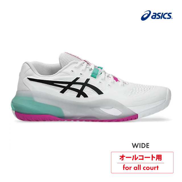 ASICS　ゲルレゾリューション テン　オールコート　ワイド　1041A487-103　WHITE/AURORA GREEN