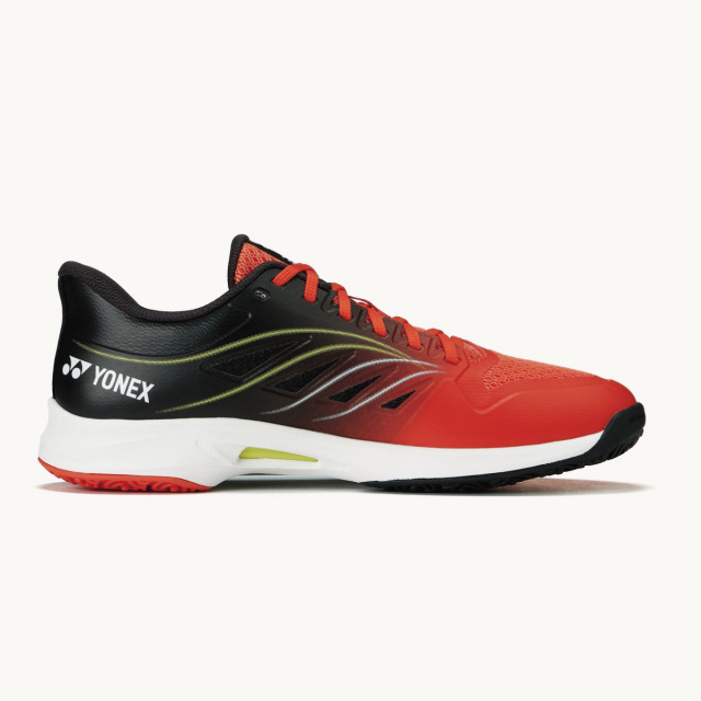 YONEX 　パワークッションエアラスダッシュ5 G  クレー・砂入り人工芝用　フレイムレッド／ブラック