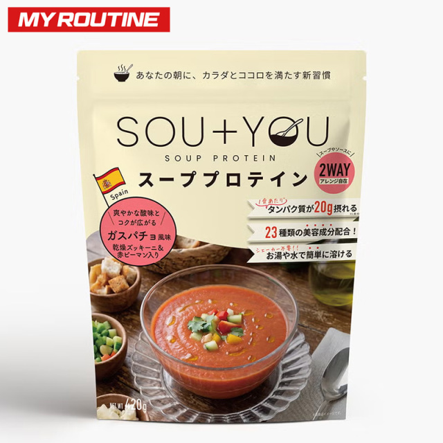 マイルーティーン スーププロテイン SOU+YOU ガスパチョ風味 420g (約10食分)