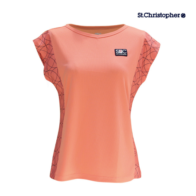 【ポスト投函対応】St.Christopher  サイドクロワゾンゲームシャツ  STC-BDW2363-SPK　2024SS サーモンピンク　セントクリストファー  レディース　テニス