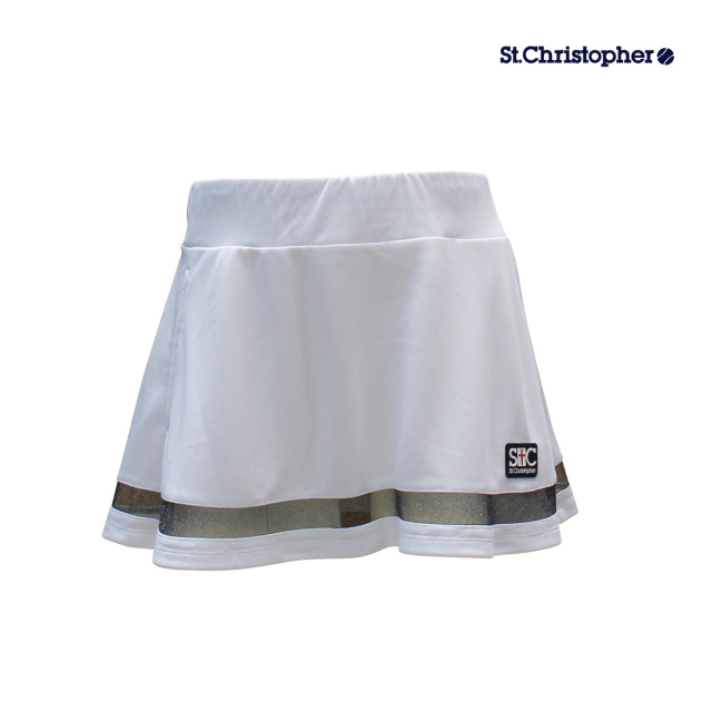 【ポスト投函対応】St.Christopher  グリッターレースゲームスコート  STC-BDW2372-WH　2024SS ホワイト　セントクリストファー  レディース　テニス