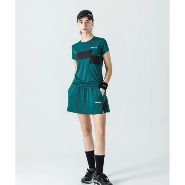 アドミラル　スコート　Ｌ　グリーン ADMIRAL レディース バイカラーラインフレアスコート ATLA542-060