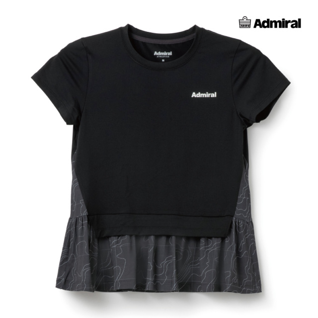 ADMIRAL　レディース　フェイクレイヤーヘムグラフィックTEE　ATLA603-10　2026SS　ブラック