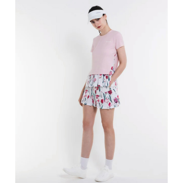 ★お買得★Admiral テニススコートセット ホワイト・ピンク　Mサイズ ADMIRAL レディース グラフィックプリーツスコート ATLA604-48 2026SS